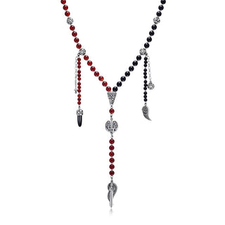 Necklace archangel Michael Red Agate and Black Onyx 6mm AMCN5 L - PROTECTION & GUIDANCE