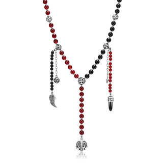 Necklace archangel Michael Black Onyx and Red Agate 6mm AMCN4 - EMPOWERMENT