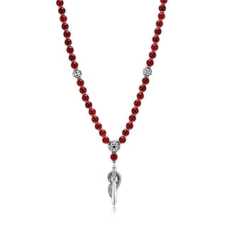 Necklace archangel Michael Red agate 6mm AMCN8 - HOPE