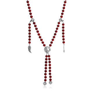 Necklace archangel Michael Red agate 6mm AMCN9 - PRAYER