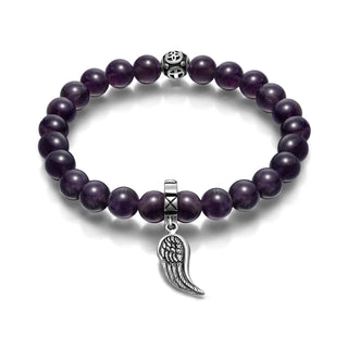 Crystal Bracelets 8mm  With Angel Wing Charm